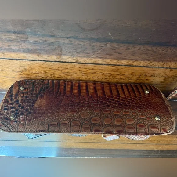 Brahmin Crocodile Embossed Brown Handbag - Picture 5 of 9